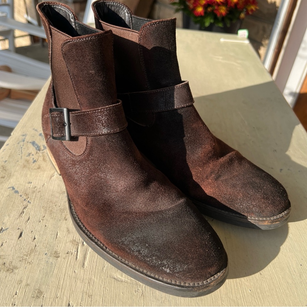 Mario Fagni Men’s 8.5M Brown Suede Jodhpur Boots – Made in Italy, Leather
